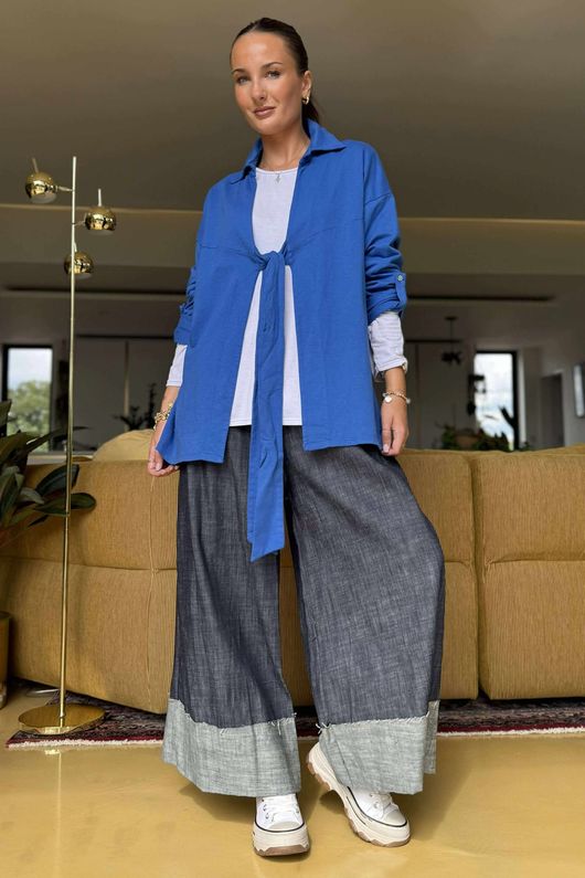 Made in Italy Salt Tie Front Jacket Lapis /3 =